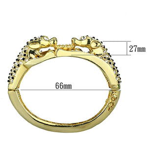 LO3083 - Gold Brass Bangle with Top Grade Crystal  in Clear