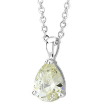 Load image into Gallery viewer, LO311 - Rhodium Brass Chain Pendant with AAA Grade CZ  in Citrine Yellow