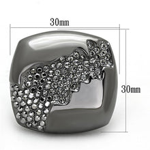 Load image into Gallery viewer, LO3174 - TIN Cobalt Black Brass Ring with Top Grade Crystal  in Black Diamond