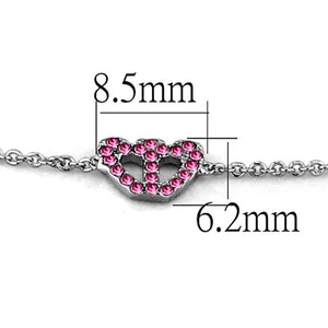 LO3229 - Rhodium Brass Bracelet with Top Grade Crystal  in Rose