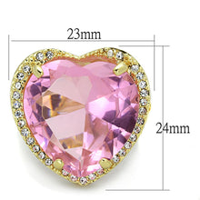 Load image into Gallery viewer, LO3251 - Gold Brass Ring with Synthetic Synthetic Glass in Rose