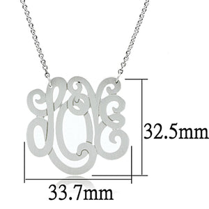 LO3473 - Rhodium Brass Chain Pendant with No Stone