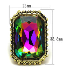 Load image into Gallery viewer, LO3531 - Gold Brass Ring with Top Grade Crystal  in Peacock