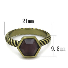 Load image into Gallery viewer, LO3545 - Antique Copper Brass Ring with Synthetic Cat Eye in Amethyst