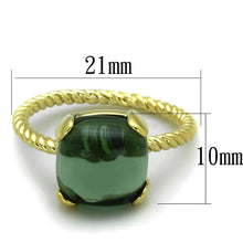 Load image into Gallery viewer, LO3546 - Gold Brass Ring with Synthetic Synthetic Glass in Emerald