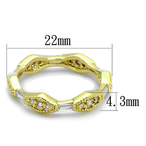 LO3552 - Gold Brass Ring with AAA Grade CZ  in Clear