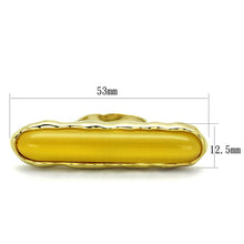 Load image into Gallery viewer, LO3584 - Gold Brass Ring with Synthetic Cat Eye in Topaz