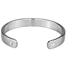Load image into Gallery viewer, LO3615 - Reverse Two-Tone White Metal Bangle with Top Grade Crystal  in Clear