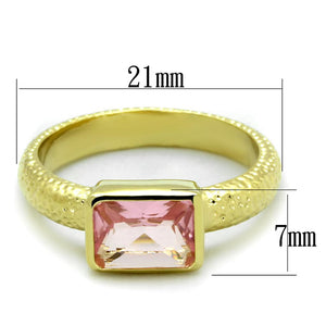 LO3638 - Gold Brass Ring with Synthetic Synthetic Glass in Rose
