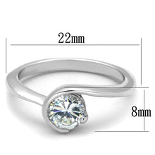 Load image into Gallery viewer, LO3639 - Rhodium Brass Ring with AAA Grade CZ  in Clear