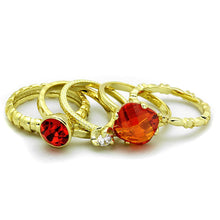 Load image into Gallery viewer, LO3649 - Gold Brass Ring with AAA Grade CZ  in Orange