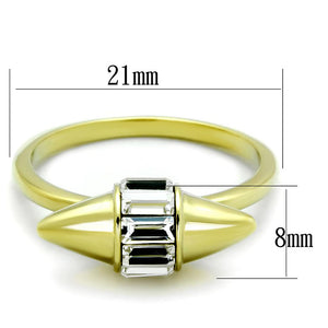 LO3657 - Gold Brass Ring with Top Grade Crystal  in Clear