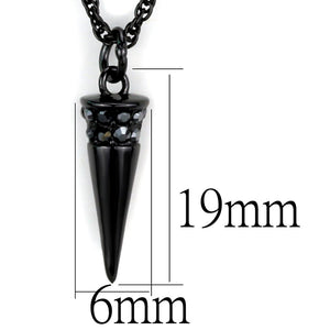 LO3709 - TIN Cobalt Black Brass Chain Pendant with Top Grade Crystal  in Hematite