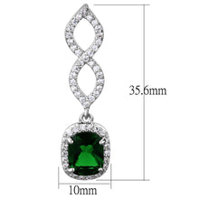 Load image into Gallery viewer, LO3761 - Rhodium Brass Earrings with Synthetic Synthetic Glass in Emerald