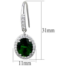 Load image into Gallery viewer, LO3769 - Rhodium Brass Earrings with Synthetic Synthetic Glass in Emerald