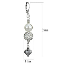 Load image into Gallery viewer, LO3804 - Antique Silver White Metal Earrings with Synthetic Glass Bead in White