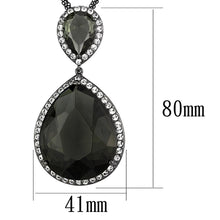 Load image into Gallery viewer, LO3847 - TIN Cobalt Black Brass Chain Pendant with Synthetic Synthetic Glass in Black Diamond