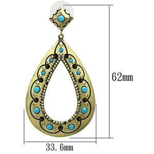 LO3850 - Antique Copper Brass Earrings with Top Grade Crystal  in Turquoise
