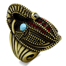 Load image into Gallery viewer, LO3887 - Antique Copper Brass Ring with Synthetic Synthetic Stone in Sea Blue