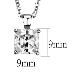 LO3931 - Rhodium Brass Chain Pendant with AAA Grade CZ  in Clear