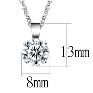 LO3933 - Rhodium Brass Chain Pendant with AAA Grade CZ  in Clear