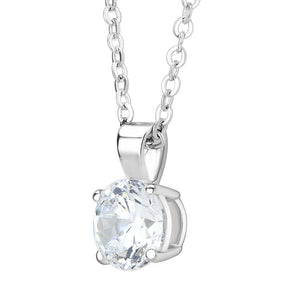 LO3933 - Rhodium Brass Chain Pendant with AAA Grade CZ  in Clear
