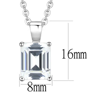 LO3934 - Rhodium Brass Chain Pendant with AAA Grade CZ  in Clear