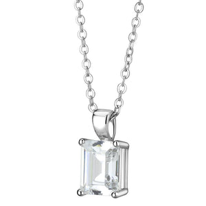LO3934 - Rhodium Brass Chain Pendant with AAA Grade CZ  in Clear