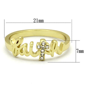 LO3963 Flash Gold Brass Ring with Top Grade Crystal in K2