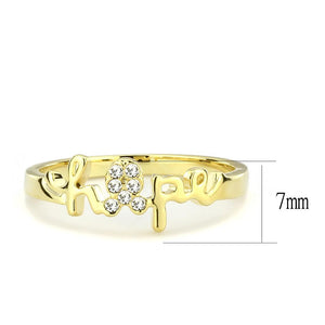 LO3965 - Flash Gold Brass Ring with Top Grade Crystal  in Clear