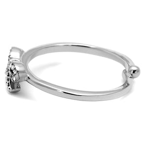 LO4041 - Rhodium Brass Ring with Top Grade Crystal  in Clear