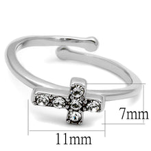 Load image into Gallery viewer, LO4043 - Rhodium Brass Ring with Top Grade Crystal  in Clear