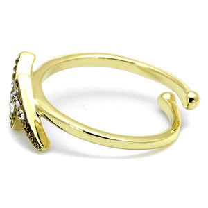 LO4048 - Flash Gold Brass Ring with Top Grade Crystal  in Clear