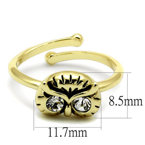 LO4050 - Flash Gold Brass Ring with Top Grade Crystal  in Clear