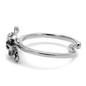 LO4055 - Rhodium Brass Ring with Top Grade Crystal  in Clear