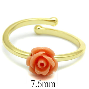 LO4059 - Flash Gold Brass Ring with Synthetic Synthetic Stone in Light Peach