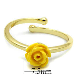 LO4061 - Flash Gold Brass Ring with Synthetic Synthetic Stone in Topaz