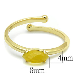 LO4066 - Flash Gold Brass Ring with Synthetic Cat Eye in Topaz