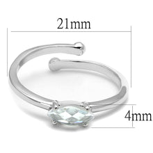Load image into Gallery viewer, LO4070 - Rhodium Brass Ring with AAA Grade CZ  in Clear