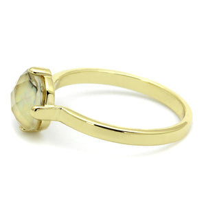 LO4071 - Flash Gold Brass Ring with Precious Stone Conch in Aurora Borealis (Rainbow Effect)