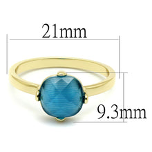 Load image into Gallery viewer, LO4073 - Flash Gold Brass Ring with Synthetic Cat Eye in Capri Blue