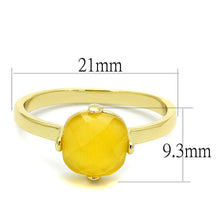 Load image into Gallery viewer, LO4074 - Flash Gold Brass Ring with Synthetic Cat Eye in Topaz