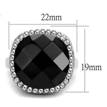 Load image into Gallery viewer, LO4085 - Rhodium Brass Ring with AAA Grade CZ  in Black Diamond