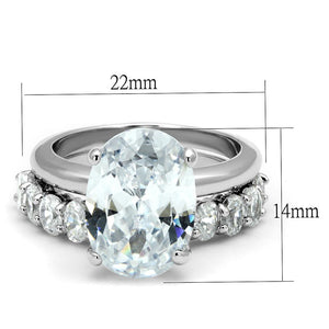 LO4089 - Rhodium Brass Ring with AAA Grade CZ  in Clear