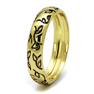 LO4106 - Gold Brass Ring with Epoxy  in Jet