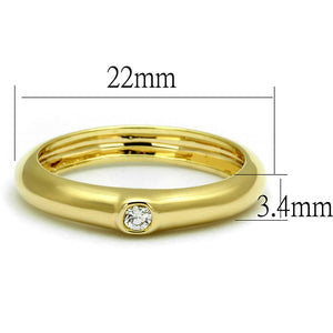 LO4107 - Gold Brass Ring with AAA Grade CZ  in Clear