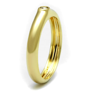 LO4107 - Gold Brass Ring with AAA Grade CZ  in Clear