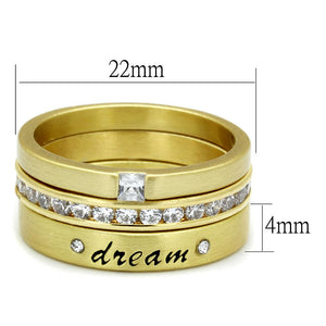 LO4114 - Gold Brass Ring with AAA Grade CZ  in Clear