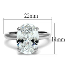 Load image into Gallery viewer, LO4124 - Rhodium Brass Ring with AAA Grade CZ  in Clear