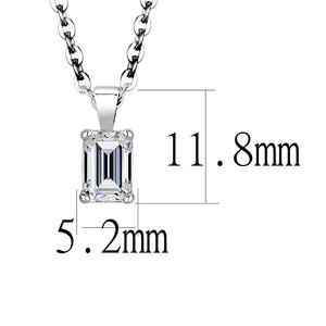 LO4127 - Rhodium Brass Chain Pendant with AAA Grade CZ  in Clear